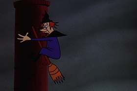 Screenshots from the 1955 Walter Lantz cartoon Witch Crafty