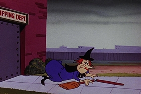 Screenshots from the 1955 Walter Lantz cartoon Witch Crafty