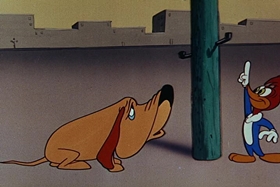 Screenshots from the 1955 Walter Lantz cartoon Private Eye Pooch