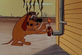 Screenshots from the 1955 Walter Lantz cartoon Private Eye Pooch