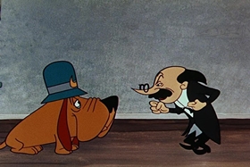 Screenshots from the 1955 Walter Lantz cartoon Private Eye Pooch