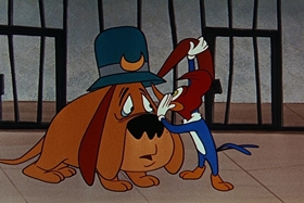Screenshots from the 1955 Walter Lantz cartoon Private Eye Pooch