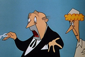 Screenshots from the 1955 Walter Lantz cartoon Sh-h-h-h-h-h