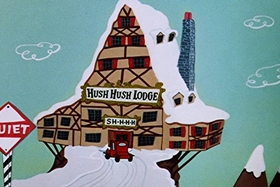 Screenshots from the 1955 Walter Lantz cartoon Sh-h-h-h-h-h
