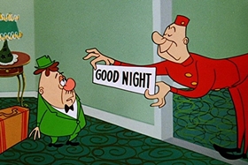 Screenshots from the 1955 Walter Lantz cartoon Sh-h-h-h-h-h