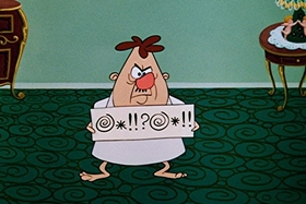 Screenshots from the 1955 Walter Lantz cartoon Sh-h-h-h-h-h