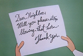 Screenshots from the 1955 Walter Lantz cartoon Sh-h-h-h-h-h