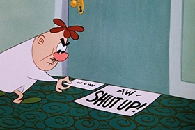 Screenshots from the 1955 Walter Lantz cartoon Sh-h-h-h-h-h