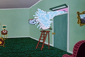 Screenshots from the 1955 Walter Lantz cartoon Sh-h-h-h-h-h