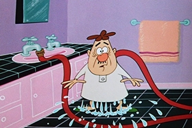 Screenshots from the 1955 Walter Lantz cartoon Sh-h-h-h-h-h