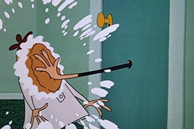 Screenshots from the 1955 Walter Lantz cartoon Sh-h-h-h-h-h