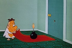 Screenshots from the 1955 Walter Lantz cartoon Sh-h-h-h-h-h