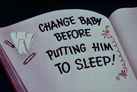 Screenshots from the 1955 Walter Lantz cartoon Bedtime Bedlam