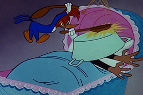 Screenshots from the 1955 Walter Lantz cartoon Bedtime Bedlam