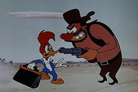 Screenshots from the 1955 Walter Lantz cartoon Square Shootin