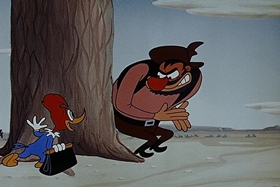 Screenshots from the 1955 Walter Lantz cartoon Square Shootin