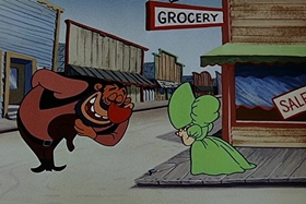 Screenshots from the 1955 Walter Lantz cartoon Square Shootin