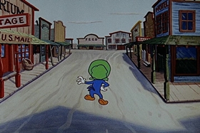 Screenshots from the 1955 Walter Lantz cartoon Square Shootin