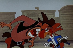 Screenshots from the 1955 Walter Lantz cartoon Square Shootin