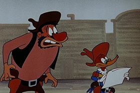 Screenshots from the 1955 Walter Lantz cartoon Square Shootin