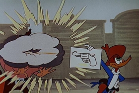 Screenshots from the 1955 Walter Lantz cartoon Square Shootin