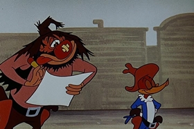 Screenshots from the 1955 Walter Lantz cartoon Square Shootin