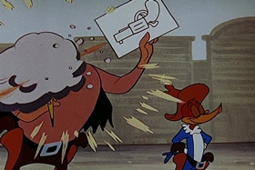 Screenshots from the 1955 Walter Lantz cartoon Square Shootin