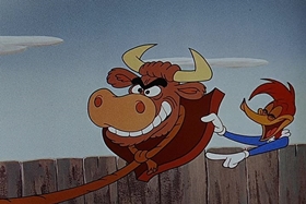 Screenshots from the 1955 Walter Lantz cartoon Square Shootin