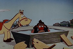 Screenshots from the 1955 Walter Lantz cartoon Square Shootin