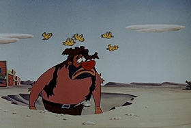 Screenshots from the 1955 Walter Lantz cartoon Square Shootin