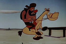 Screenshots from the 1955 Walter Lantz cartoon Square Shootin