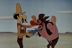 Screenshots from the 1955 Walter Lantz cartoon Square Shootin