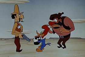 Screenshots from the 1955 Walter Lantz cartoon Square Shootin
