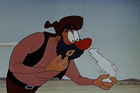 Screenshots from the 1955 Walter Lantz cartoon Square Shootin