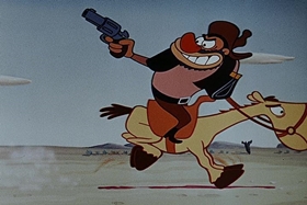 Screenshots from the 1955 Walter Lantz cartoon Square Shootin