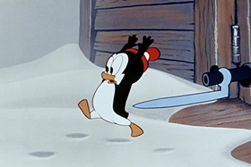 Screenshots from the 1955 Walter Lantz cartoon Hot and Cold Penguin