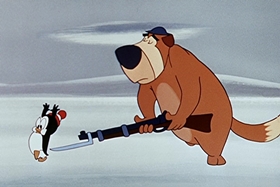Screenshots from the 1955 Walter Lantz cartoon Hot and Cold Penguin