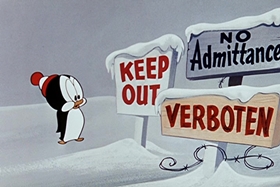 Screenshots from the 1955 Walter Lantz cartoon Hot and Cold Penguin
