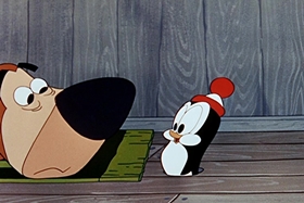 Screenshots from the 1955 Walter Lantz cartoon Hot and Cold Penguin