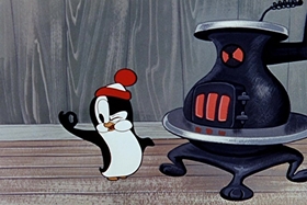 Screenshots from the 1955 Walter Lantz cartoon Hot and Cold Penguin