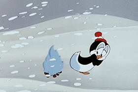 Screenshots from the 1955 Walter Lantz cartoon Hot and Cold Penguin