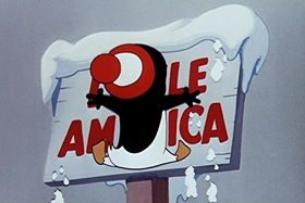Screenshots from the 1955 Walter Lantz cartoon Hot and Cold Penguin