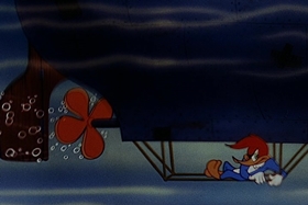 Screenshots from the 1955 Walter Lantz cartoon Bunco Busters