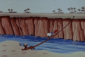 Screenshots from the 1955 Walter Lantz cartoon Bunco Busters