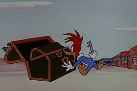 Screenshots from the 1955 Walter Lantz cartoon Bunco Busters