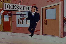 Screenshots from the 1955 Walter Lantz cartoon Bunco Busters