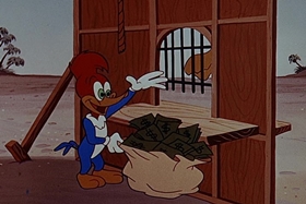 Screenshots from the 1955 Walter Lantz cartoon Bunco Busters