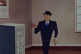 Screenshots from the 1955 Walter Lantz cartoon Bunco Busters