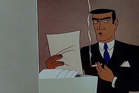 Screenshots from the 1955 Walter Lantz cartoon Bunco Busters