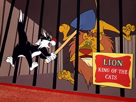 Screenshots from the 1955 Warner Bros. cartoon Tweety